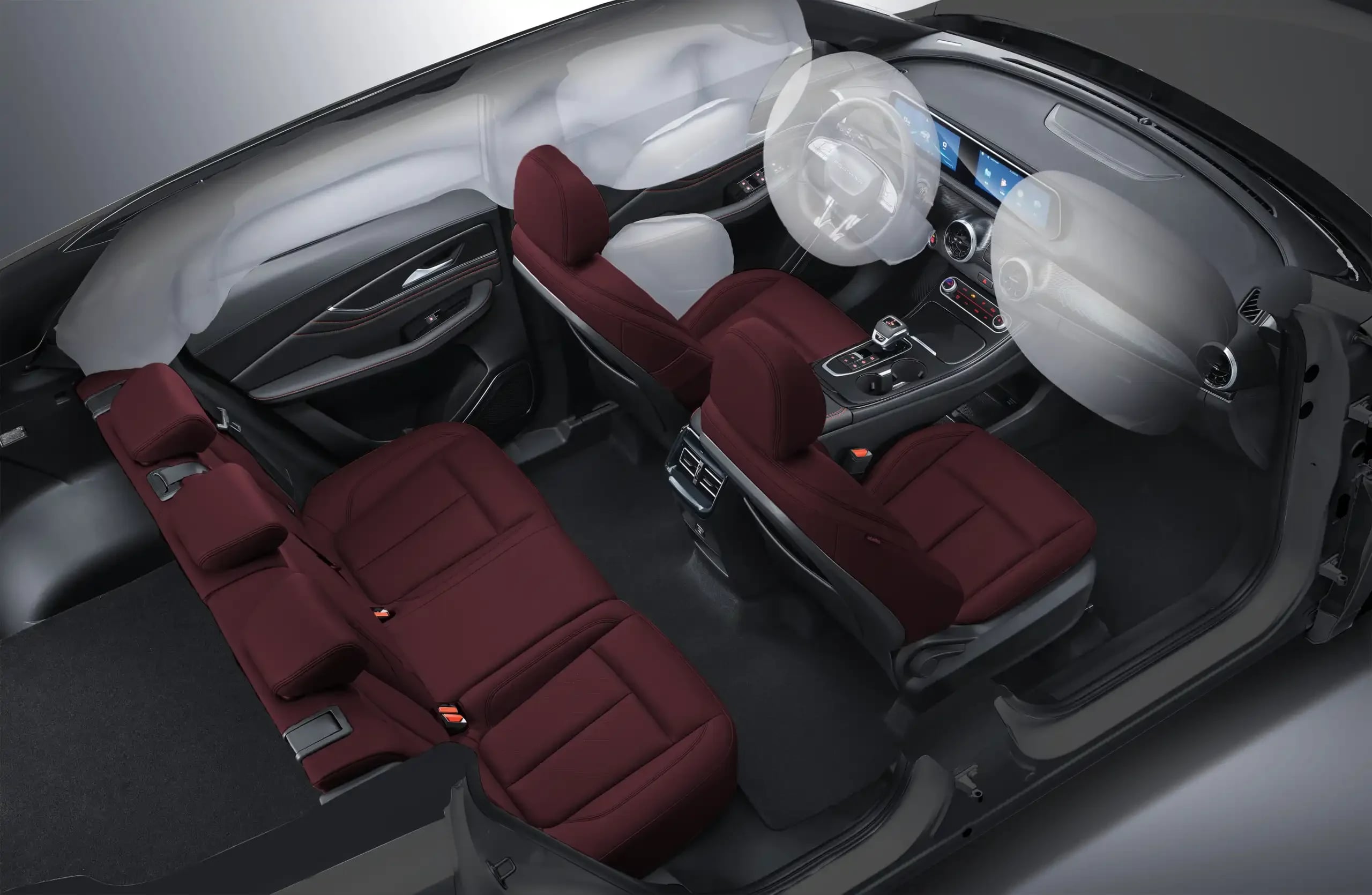 Sistema de airbags del FORTHING T5 EVO, vista del habitáculo